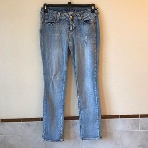 Decree Acid Washed Skinny Jeans Womens Size 7 Hand Distressed Denim Blue